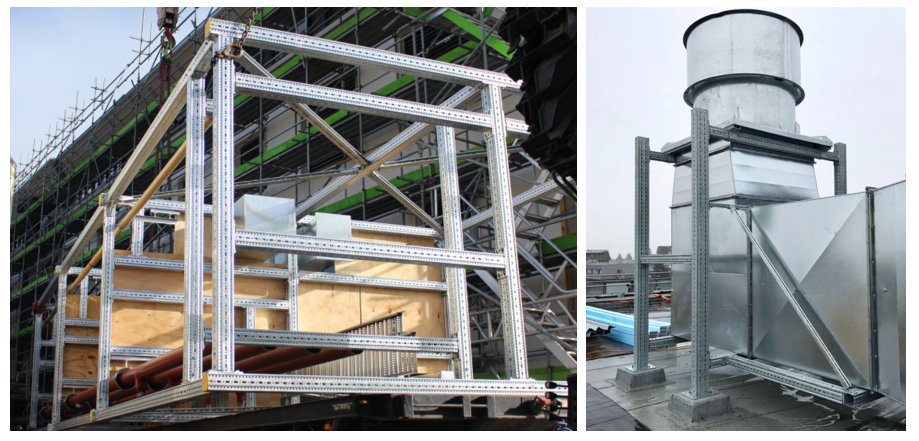 Above: siFramo offsite fabricated riser at St. Georges Hospital Christchurch and seismic cage at Canterbury University 